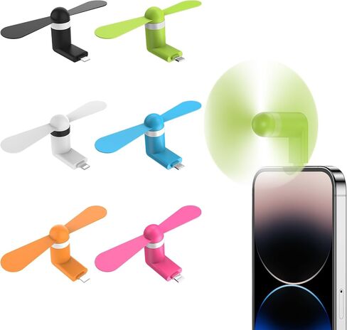مروحة ، 6 حزمة Mini Mini Phone Fan محمولة ملونة وقوية متوافقة مع iPhone 14/14pro Max/13/13 Pro Max/12/12 Pro Max/11/11 in Kuwait