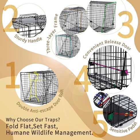 Humane Live Animal Trap for Raccoons, Stray Cats, and Similar-Sized Animals. 37 inch Large Heavy-Duty Construction, Reusable, Black Finish to Minimize Reflection and Glare. in Saudi Arabia