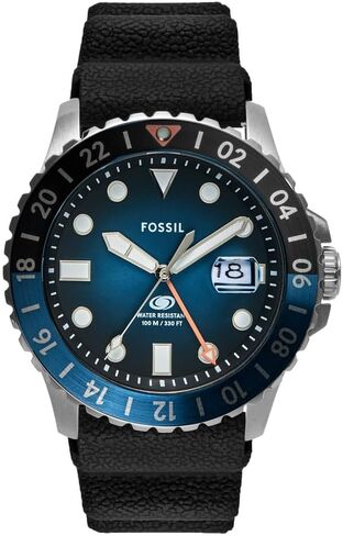 Fossil Blue Men's Dive-Inspired Sports Watch with Stainless Steel, Silicone, or Leather Band in Saudi Arabia