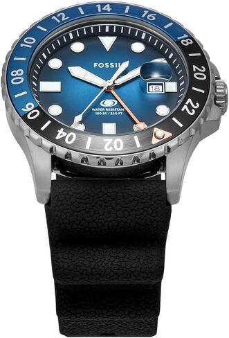 Fossil Blue Men's Dive-Inspired Sports Watch with Stainless Steel, Silicone, or Leather Band in Saudi Arabia
