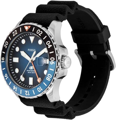 Fossil Blue Men's Dive-Inspired Sports Watch with Stainless Steel, Silicone, or Leather Band in Saudi Arabia