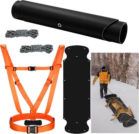 2 Pcs Thickened Heavy Duty Deer Drag Sleds with 2 Rope, Dual Deer Drag Harness Strap, Hunting Equipment Accessories for Hauling Elk Turkeys Game Animals(Orange) in Saudi Arabia