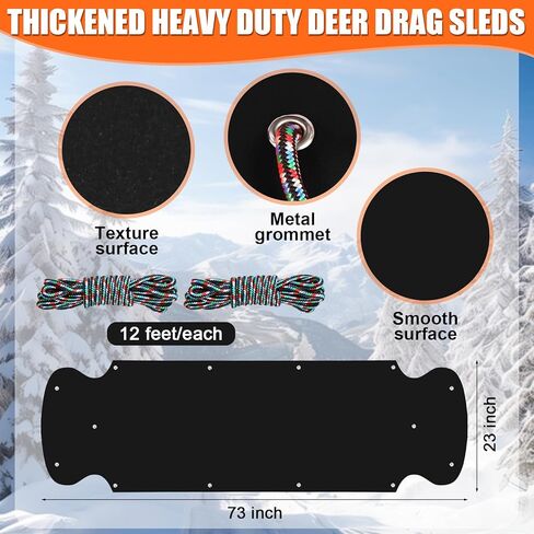 2 Pcs Thickened Heavy Duty Deer Drag Sleds with 2 Rope, Dual Deer Drag Harness Strap, Hunting Equipment Accessories for Hauling Elk Turkeys Game Animals(Orange) in Saudi Arabia