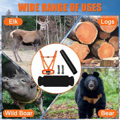 2 Pcs Thickened Heavy Duty Deer Drag Sleds with 2 Rope, Dual Deer Drag Harness Strap, Hunting Equipment Accessories for Hauling Elk Turkeys Game Animals(Orange) in Saudi Arabia