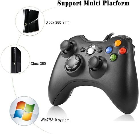 وحدة تحكم سلكية 2pack 2pack لـ Xbox 360 و 360slim ، و PC Windows 10/8/7 ، Gamepad Jowstick (Black+White) in Kuwait
