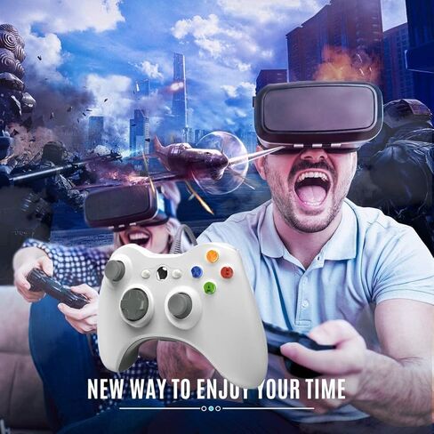 وحدة تحكم سلكية 2pack 2pack لـ Xbox 360 و 360slim ، و PC Windows 10/8/7 ، Gamepad Jowstick (Black+White) in Kuwait