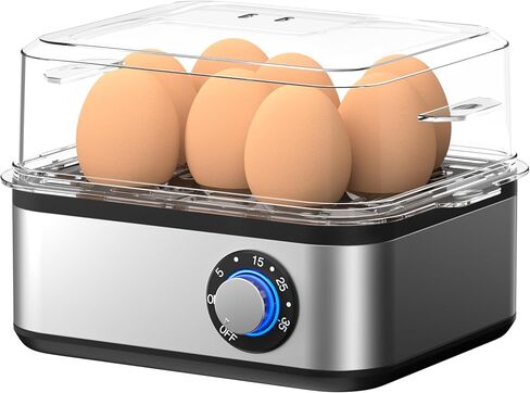 Electric Egg Cooker for Hard Boiled Eggs Adjustable Timer Egg Boiler Machine Rapid Egg Steamer 8 Eggs Capacity Stainless Steel Egg Maker Egg Poacher with Auto Shut-Off in Saudi Arabia