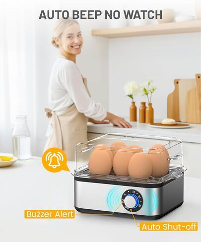 Electric Egg Cooker for Hard Boiled Eggs Adjustable Timer Egg Boiler Machine Rapid Egg Steamer 8 Eggs Capacity Stainless Steel Egg Maker Egg Poacher with Auto Shut-Off in Saudi Arabia