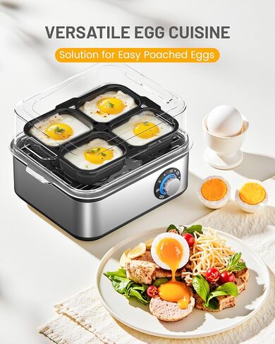 Electric Egg Cooker for Hard Boiled Eggs Adjustable Timer Egg Boiler Machine Rapid Egg Steamer 8 Eggs Capacity Stainless Steel Egg Maker Egg Poacher with Auto Shut-Off in Saudi Arabia