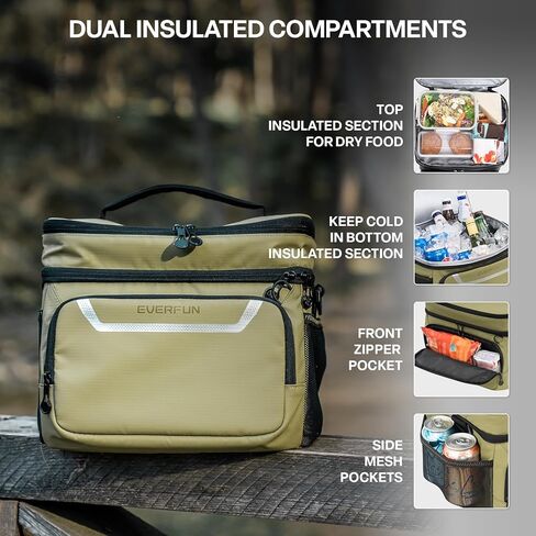 Everfun Small Cooler Lunch Box Mini Leak-Probroot ناعم مزدوج Deck 24 يمكن أن يكون الشخص المعزول المعزول قابلاً للطي محمولة حقيبة غداء مقاومة للماء على الرجال in Kuwait