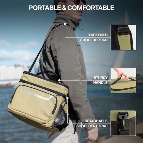 Everfun Small Cooler Lunch Box Mini Leak-Probroot ناعم مزدوج Deck 24 يمكن أن يكون الشخص المعزول المعزول قابلاً للطي محمولة حقيبة غداء مقاومة للماء على الرجال in Kuwait