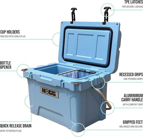 Hogg 65 qt Insulated Cooler with Wheels and Handles, Rolling Ice Chest with Wheels, Rotomolded Wheeled Coolers for Camping, Drinks, Outdoors, 65qt Blue in Kuwait