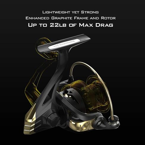 Kastking Valiant Eagle Gold Spinning Reel - 6.2: 1 نسبة تروس عالية السرعة ، مياه عذبة وبكات صيد المياه المالحة ، واسترداد خط أسرع ، جديلة جاهزة ، محامل كرة مقاوم للصدأ مقاوم 7+1 in Kuwait