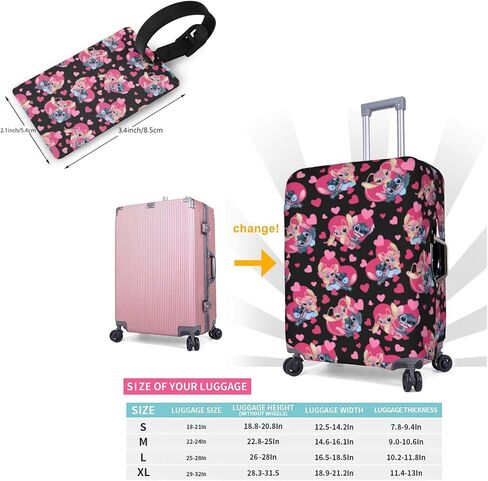 ISUNIET حقيبة السفر الغطاء الواقي حقيبة الجذع قابل للغسل غطاء الأمتعة المرنة يناسب 18 "-32" حقيبة حامي الأمتعة مع سحاب مخفي هدايا للنساء الفتيات لطيف 18 متوسطة in Kuwait