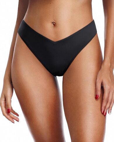 Zmart Women Cheeky Bikini Bottoms V Cut Swim Bottom High Cut Swimsuit Mid Rise Bathing Suit in Kuwait