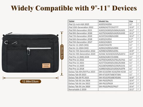 تيموفو 9-11 بوصة حقيبة كمبيوتر لوحي حقيبة لجهاز iPad 11 بوصة A16 2025 ، iPad 10th Generation 10.9 "/10.2" ، I Pad Air 11/5th Gen. 10.9 "، Galaxy Tab A9 Plus 11" in Saudi Arabia