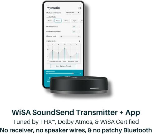 Platin Milan 5.1 نظام مكبر الصوت المحيطي - نظام المسرح المنزلي اللاسلكي لأجهزة التلفزيون الذكية - WISA معتمد - مع وجود جهاز إرسال WISA Soundsend - لا حاجة إلى أسلاك المتلقي أو مكبرات الصوت in Kuwait