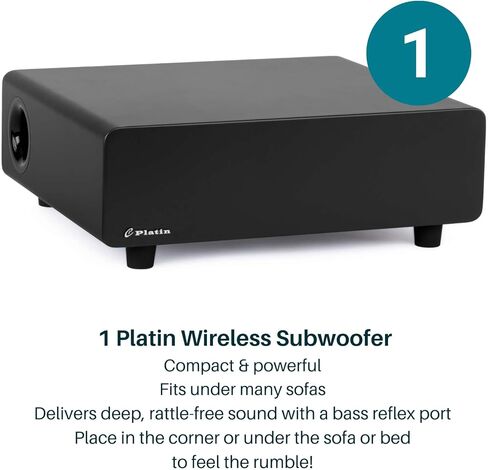 Platin Milan 5.1 نظام مكبر الصوت المحيطي - نظام المسرح المنزلي اللاسلكي لأجهزة التلفزيون الذكية - WISA معتمد - مع وجود جهاز إرسال WISA Soundsend - لا حاجة إلى أسلاك المتلقي أو مكبرات الصوت in Kuwait