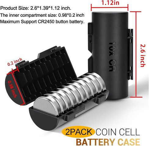 Kiwifotos (2 Pack) CR2032 Coin Cell Battery Case Organizer يحتفظ 20pcs CR2032 CR2025 CR2016 CR2320 CR2325 CR2330 CR2335 CR2354 CR2412 CR2430 CR2450 حامل بطاريات (بطارية غير مضمنة) in Kuwait