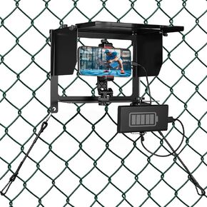 Phone Fence Mount with Adjustable Shade, Fence Mount with Power Bank Clip for Phone and Action Camera, Multi-Point Adjustable for Recording Baseball Football Softball Tennis in Saudi Arabia
