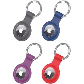 4 Pack Airtag Case Keychain Holder - Colorful Shockproof Silicone Cover with Key Ring for Apple Airtag Accessories (Pets/Kids/Keys)(Orange+Pink+Yellow+Mint Green) in Saudi Arabia