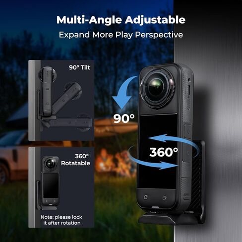 K & F Concept Magnetic Mount Stand متوافق مع Insta360 x5 ، قبضة محمولة قابلة للطي ، مع 1/4 ثقب المسمار وقاعدة نوع Arca للترايبود ، قوس قاعدة كاميرا الحركة لـ Insta360 x4/x3/go 2/go 2 in Kuwait