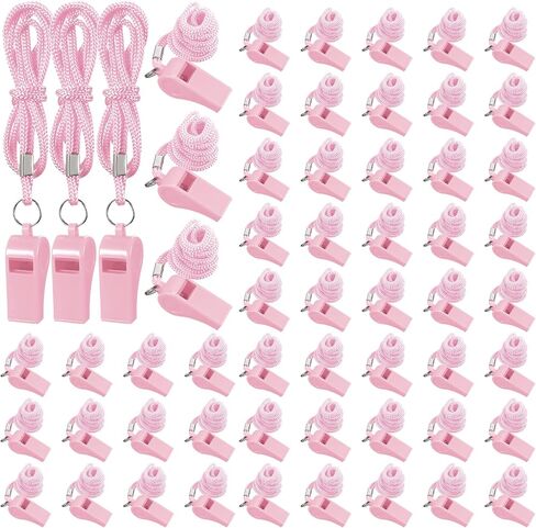 Honoson 100 PCS صافرة للبالغين مع حبل الحبل البلاستيكي سلامة الطوارئ الصافرة بصوت عالٍ لمدربي الإنقاذ المشي لمسافات طويلة في التخييم في الهواء الطلق in Kuwait