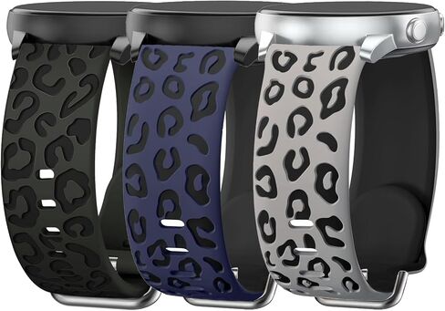 3 Pack Leopard Engraved Bands Compatible with Samsung Galaxy Watch 9/8 40mm/44mm/Classic 46mm, Breathable Soft Silicone Waterproof Replacement Straps Wristbands for Galaxy Watch 9/8/Classic in Saudi Arabia