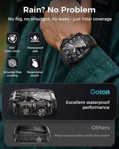 Goton Rugged Case and Band Kit لـ Apple Watch 49mm 46mm 44mm 45mm 45 مم مع واقي الشاشة ، لسلسلة Apple Watch Ultra2/Ultra/S2/SE 10/9/8/7/6/5/4 ، غطاء مصدٍ للمعادن الكامل+PC مع شريط السيليكون in Saudi Arabia
