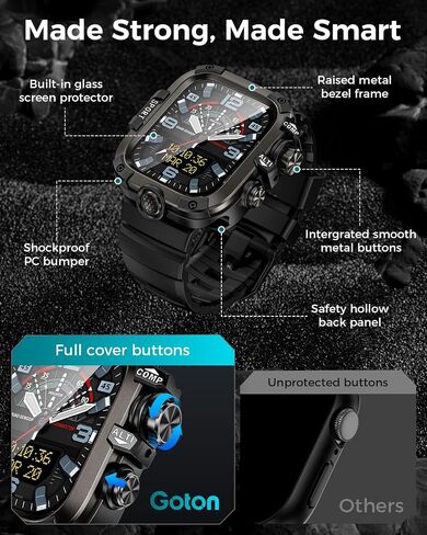 Goton Rugged Case and Band Kit لـ Apple Watch 49mm 46mm 44mm 45mm 45 مم مع واقي الشاشة ، لسلسلة Apple Watch Ultra2/Ultra/S2/SE 10/9/8/7/6/5/4 ، غطاء مصدٍ للمعادن الكامل+PC مع شريط السيليكون in Saudi Arabia