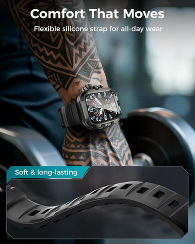 Goton Rugged Case and Band Kit لـ Apple Watch 49mm 46mm 44mm 45mm 45 مم مع واقي الشاشة ، لسلسلة Apple Watch Ultra2/Ultra/S2/SE 10/9/8/7/6/5/4 ، غطاء مصدٍ للمعادن الكامل+PC مع شريط السيليكون in Saudi Arabia