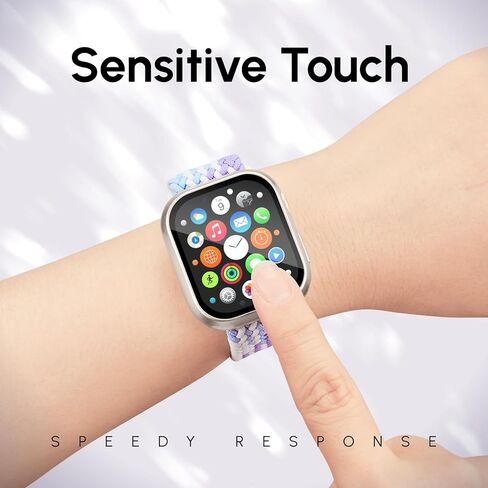 نطاقات ممتدة مضفر مغناطيسية متوافقة مع شريط ساعة Apple و Case 40mm 42mm 42mm 44mm 45mm 46mm النساء ، حلقة منفردة نايلون مرنة مع غطاء واقي الشاشة لـ Iwatch Series 10 9 8 7 6 5 4 3 in Kuwait