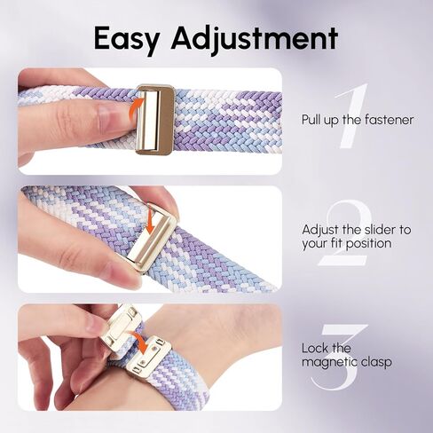 نطاقات ممتدة مضفر مغناطيسية متوافقة مع شريط ساعة Apple و Case 40mm 42mm 42mm 44mm 45mm 46mm النساء ، حلقة منفردة نايلون مرنة مع غطاء واقي الشاشة لـ Iwatch Series 10 9 8 7 6 5 4 3 in Kuwait