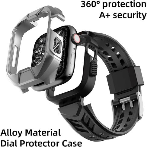 MSLRYGM Soft Band + Metal Case Sets for 45mm 44mm Strap Luxury Sport Wristband for iWatch Series 8 7 6 5 4 SE Bracelet Correa in Saudi Arabia