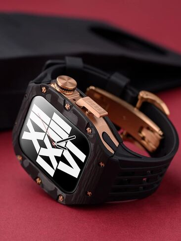 Mslrygm Luxury Watch Band Mod Kit ， لـ 8 7 45 ملم ， حزام مطاطي إطار إطار إطار الألياف الكربونية ， لسلسلة IWatch 6 5 4 SE 44 ملم in Saudi Arabia