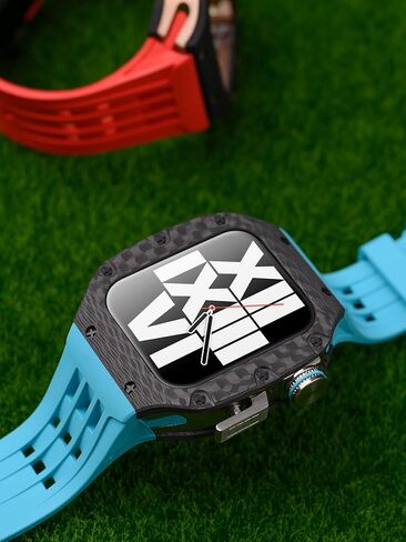 Mslrygm Luxury Watch Band Mod Kit ， لـ 8 7 45 ملم ， حزام مطاطي إطار إطار إطار الألياف الكربونية ， لسلسلة IWatch 6 5 4 SE 44 ملم in Saudi Arabia