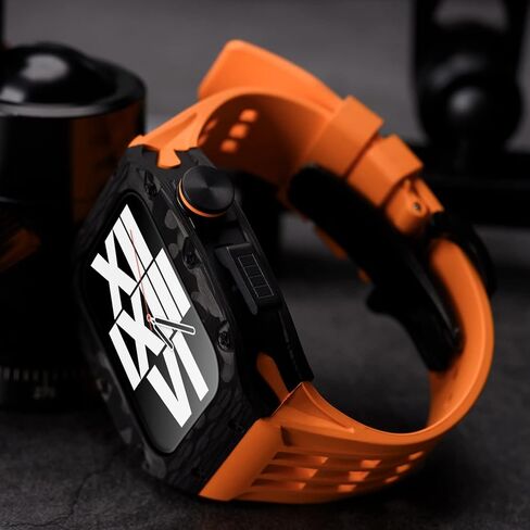 Mslrygm Luxury Watch Band Mod Kit ， لـ 8 7 45 ملم ， حزام مطاطي إطار إطار إطار الألياف الكربونية ， لسلسلة IWatch 6 5 4 SE 44 ملم in Saudi Arabia