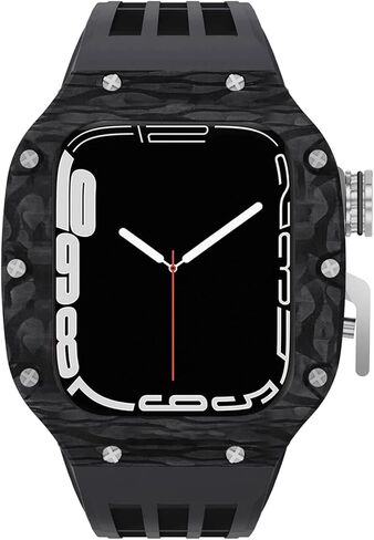 Mslrygm Luxury Watch Band Mod Kit ， لـ 8 7 45 ملم ， حزام مطاطي إطار إطار إطار الألياف الكربونية ， لسلسلة IWatch 6 5 4 SE 44 ملم in Saudi Arabia