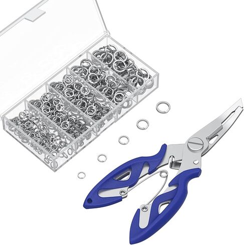 Pawfly 250 PCS حلقات مقسمة وحلقات حلقة مقسمة لصيد الأسماك ، 5 أحجام حلقات مقسمة الصيد وخلايا الصيد ، حلقات مقسمة الفولاذ المقاوم للصدأ للمياه المالحة والمياه العذبة ، موصلات صيد الأسماك in Saudi Arabia