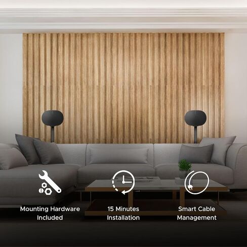 Sound Bass Era300 Floor Stand ، تصميم المعادن المتميزة ، Twin Pack (2pcs) ، أسود ، متوافق مع مكبر صوت Sonos Era 300 ، الملحقات المشمولة ، إدارة الكابلات ، المصممة في المملكة المتحدة ، مزدوجة ، زوج in Kuwait