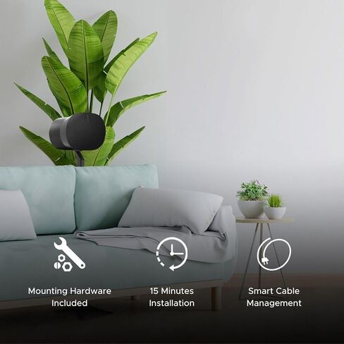 Sound Bass Era300 Floor Stand ، تصميم المعادن المتميزة ، Twin Pack (2pcs) ، أسود ، متوافق مع مكبر صوت Sonos Era 300 ، الملحقات المشمولة ، إدارة الكابلات ، المصممة في المملكة المتحدة ، مزدوجة ، زوج in Kuwait
