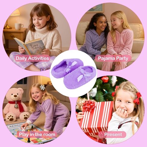 MEJORMEN Girls Fluffy House Slippers Cozy Plush Slip-on House Shoes Kids Warm Bedroom Slippers Memory Foam Slippers for Indoor Outdoor in Saudi Arabia