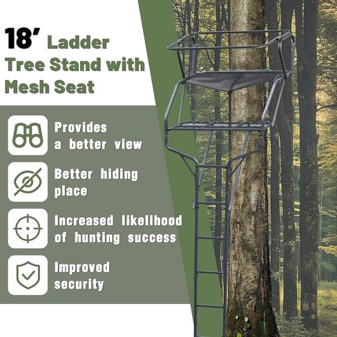 Kuafu 18 '2-Man Sadder Tree Stand Tranting Tree Stand for Geed Ruffed Righting Past Patch Tear Ageatory ، 500 lb extren in Saudi Arabia