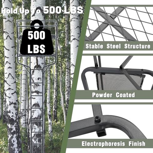 Kuafu 18 '2-Man Sadder Tree Stand Tranting Tree Stand for Geed Ruffed Righting Past Patch Tear Ageatory ، 500 lb extren in Saudi Arabia