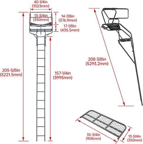 Kuafu 18 '2-Man Sadder Tree Stand Tranting Tree Stand for Geed Ruffed Righting Past Patch Tear Ageatory ، 500 lb extren in Saudi Arabia