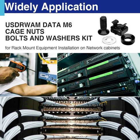 35 Pack M6 x 16mm Rack Mount Screws and Cage Nuts Kit - Stainless Steel Black Zinc Plating Square Hole Design, Compatible with 19"/10" Server Racks, Cabinets, Routers, A/V and Network Enclosures in Kuwait