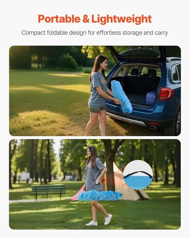 VEVOR Folding Camping Table, Portable Outdoor Lightweight Picnic Table, 600D Oxford Fabric Waterproof Canvas Travel Beach Tables, with 4 Cup Holders, Carry Bag, for Tailgating Camping Picnic, Black in Saudi Arabia
