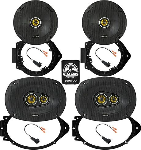 مكبرات الصوت Kicker 6x9 و 6.5 بوصة لشيفروليه سيلفرادو 1500/1500LD (CREW CAB) 2014-2024 طقم الترقية - اثنين من أزواج من سلسلة CS مع محولات وتسخير ، ومكبر صوت أبواب صوتية CSC6934 و CSC654 in Saudi Arabia