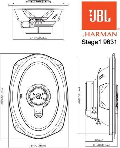 JBL Harman Kardon Stage1 9631 3-Way Oval Car Speaker Set - 300 Watt HiFi Speaker Boxes 16.5 x 23 cm | 6 x 9 Inches, Black in Saudi Arabia