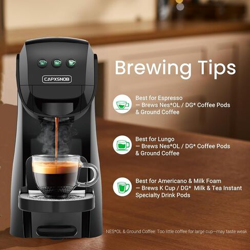 Warriors1 Single Serving Coffee Maker for Keurig K Cup ، Espresso Machine for Nespresso Origin in Kuwait